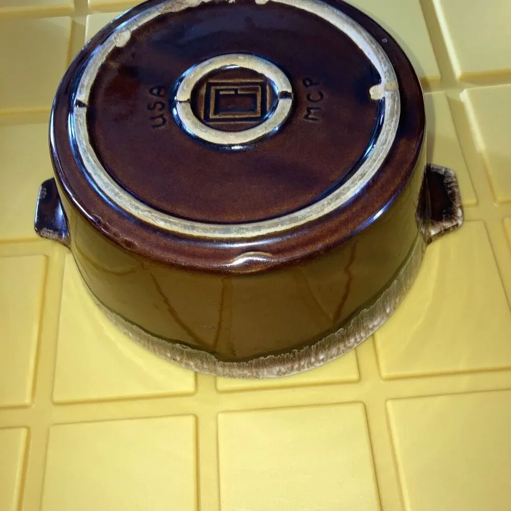 Vintage Mccoy Pottery Brown Drip Glaze Serving Dish Baker Large USA